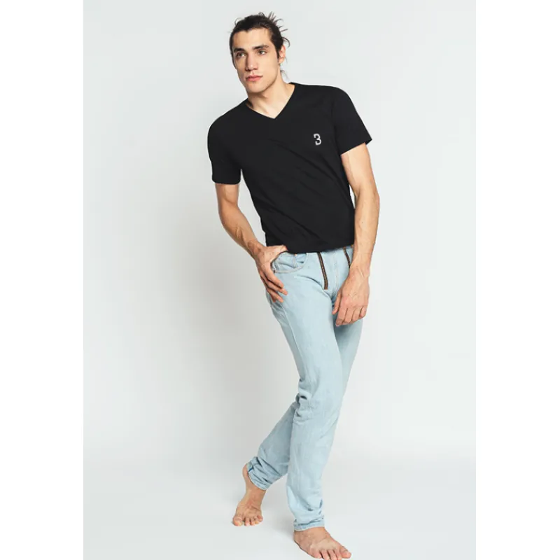 Homme Louisa Bracq T-shirt Col V*Black Basic Range - T-shirt col V